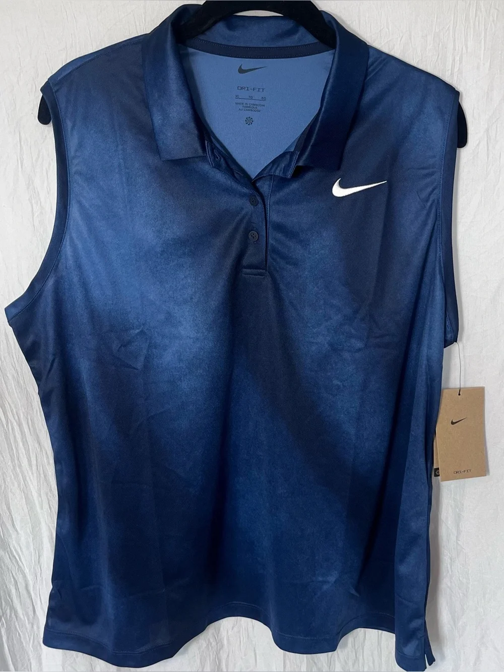 Nike Golf Victory Dri-FIT Womens XL Sleeveless Polo Shirt Mystic Navy Blue NWT
